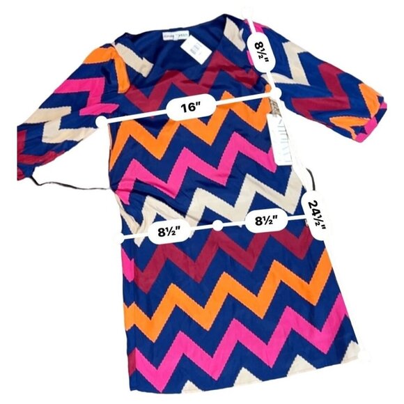 (5 for $25) Almost Famous Berry/Navy Chevron Belted Dress size small NWT - Picture 4 of 4